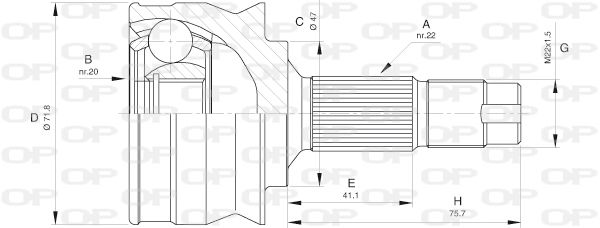 OPEN PARTS Шарнирный комплект, приводной вал CVJ5397.10